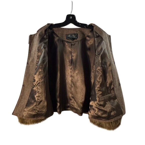 Terry Lewis Faux Fur Trim Wool Blend Open Cardigan Jacket 2X - Picture 9 of 10